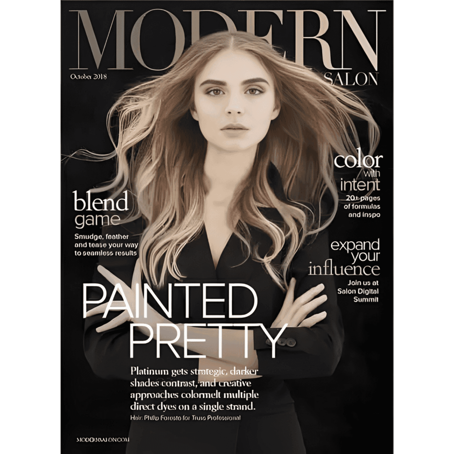 Woman with long hair on Modern Salon magazine cover, titled "Painted Pretty.